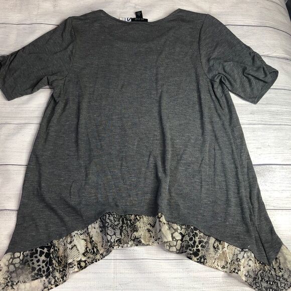 ALYX Gray Short Sleeve Towfer Knit Blouse 1X NWOT - Picture 5 of 7